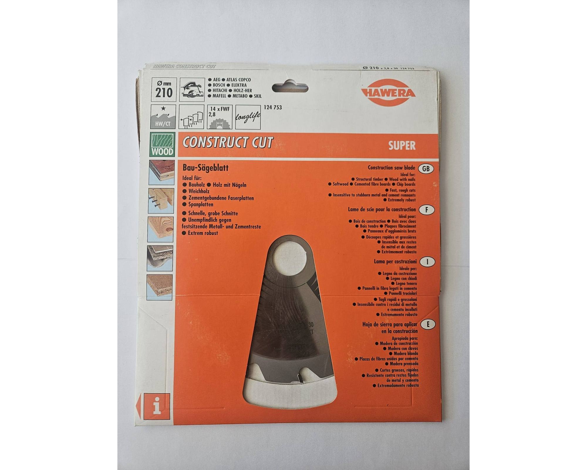 Tarcza pilarska HW/CT Hawera Construct Cut Super 210 x 30 mm 14Z FWF