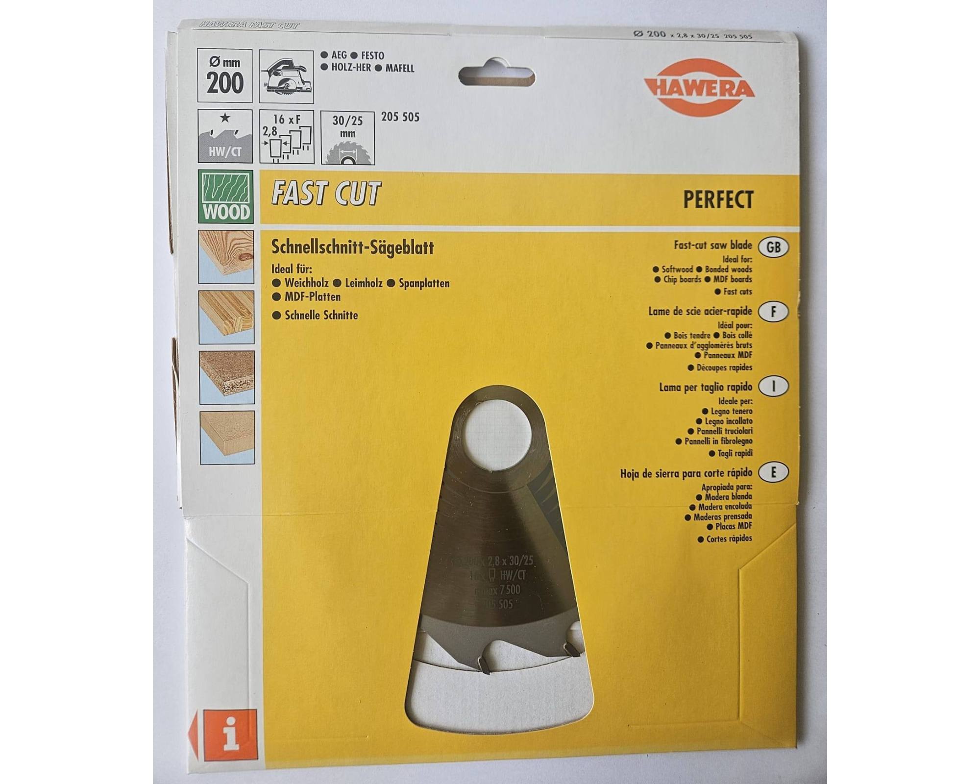 Tarcza pilarska HW/CT Hawera Fast Cut Perfect 200 x 30/25 mm 16Z F