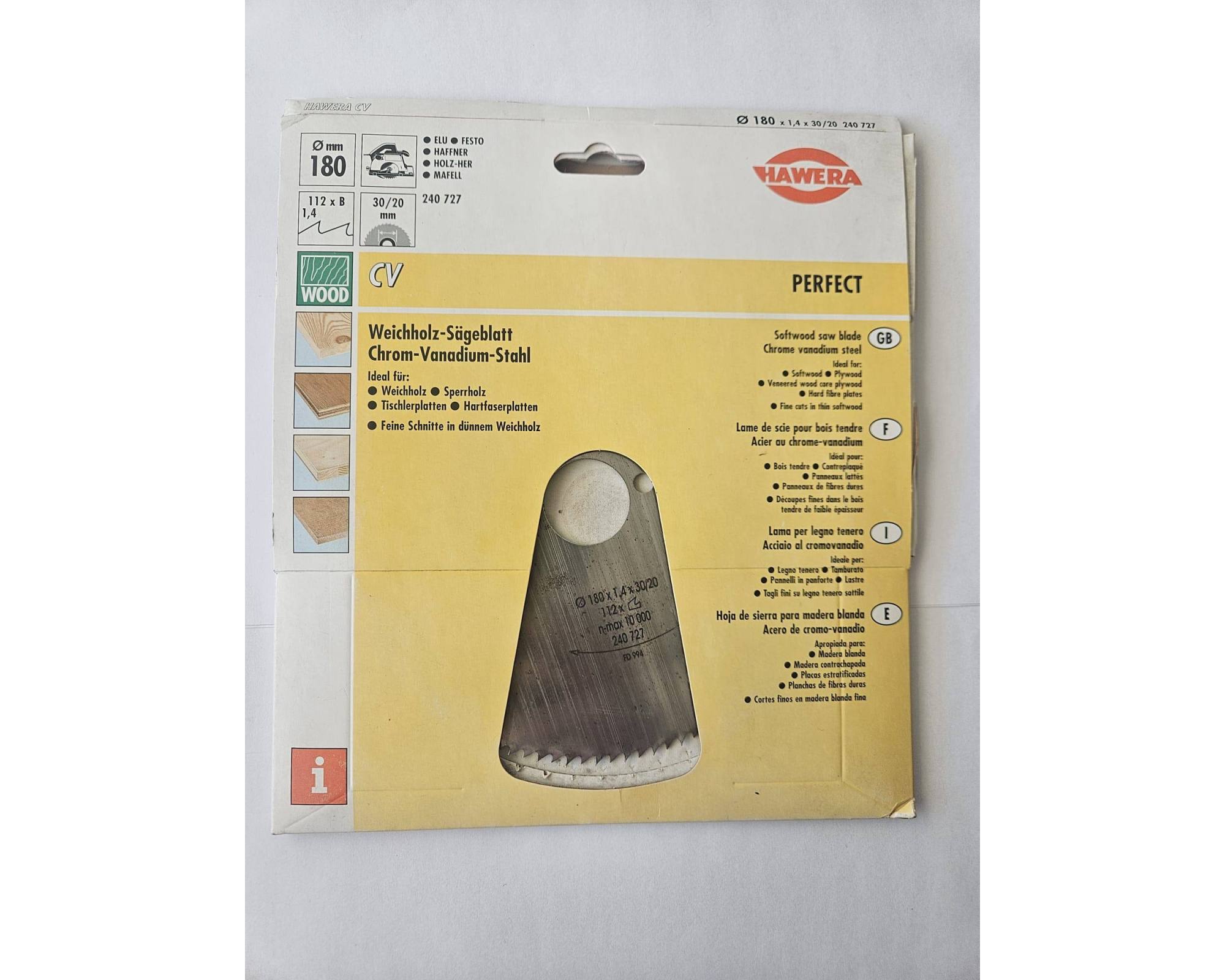 Tarcza pilarska CV Hawera Perfect do drewna miękkiego 180 x 30/20 mm 112Z