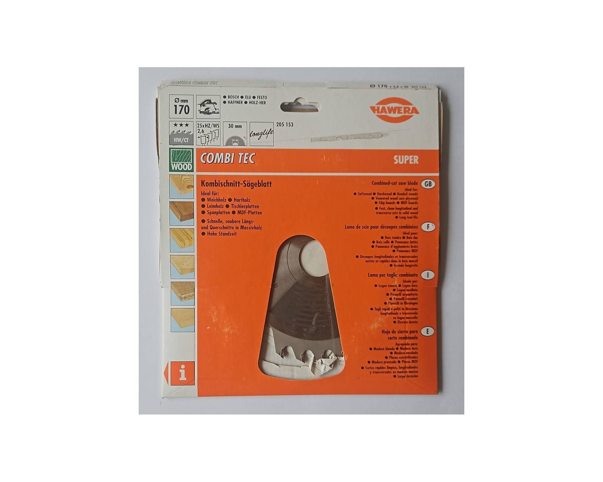 Tarcza pilarska HW/CT Hawera Combi Tec Super 170 x 30 mm 25Z