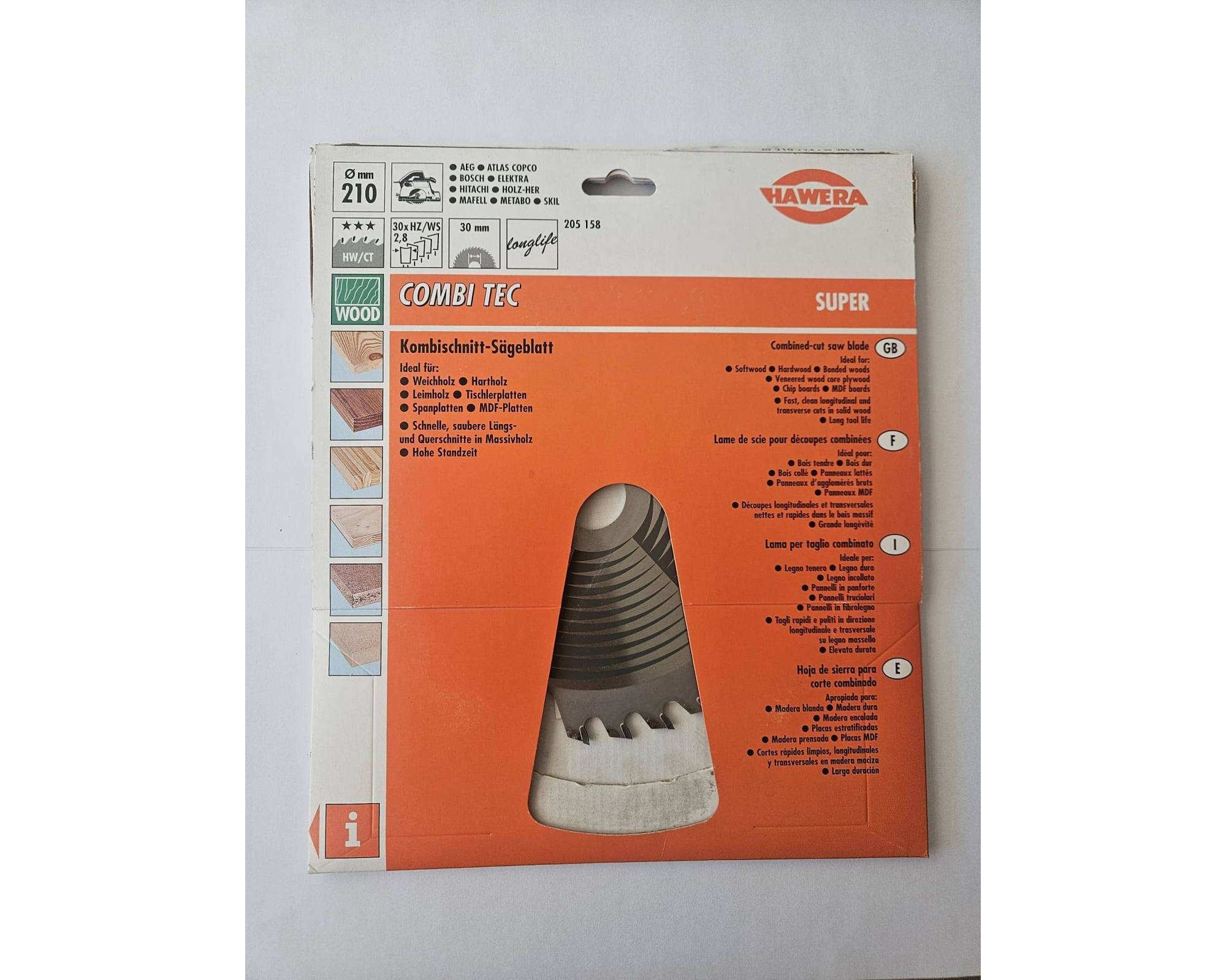 Tarcza pilarska HW/CT Hawera Combi Tec Super 210 x 30 mm 30Z