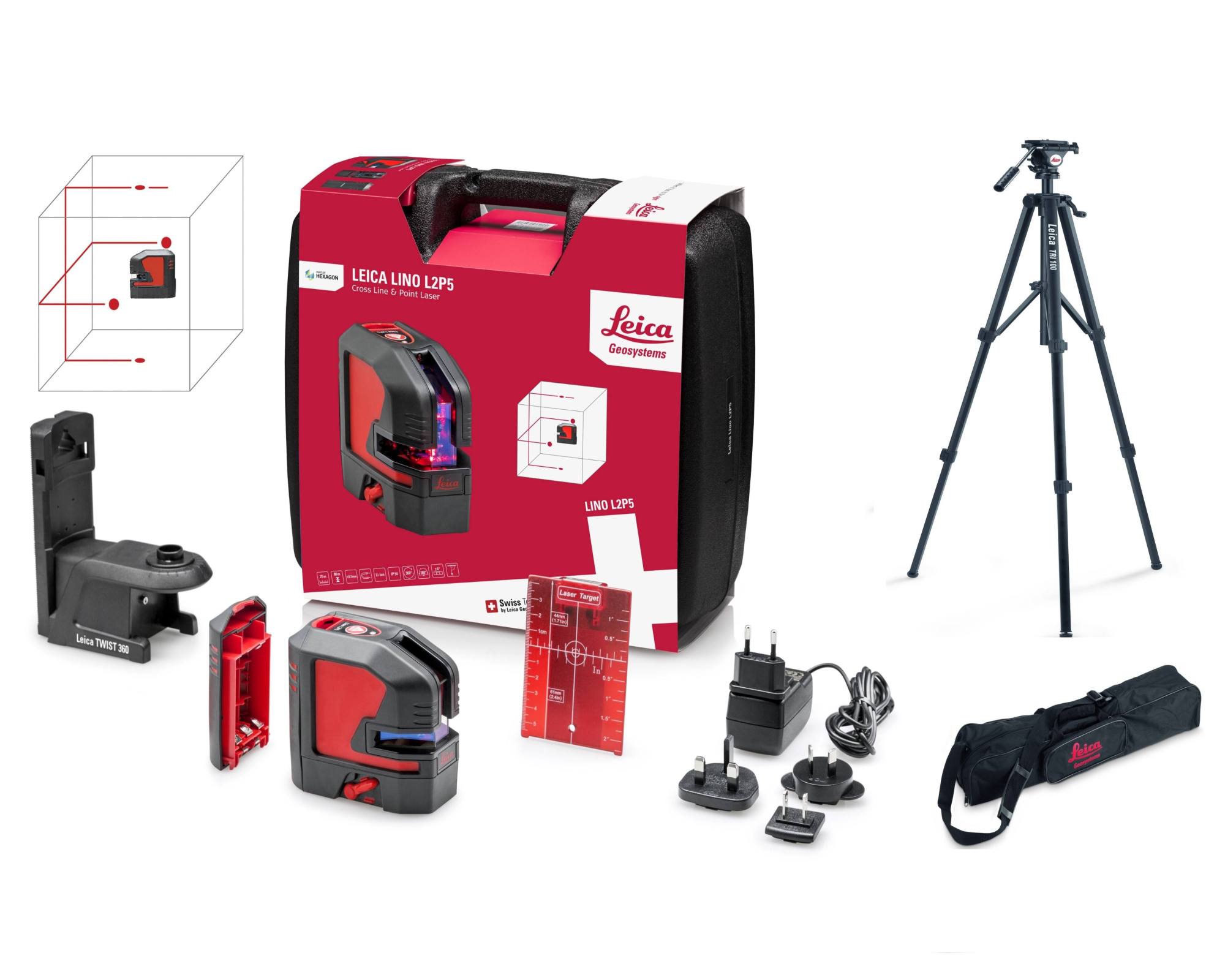 Laser krzyżowy Lino L2P5 + Statyw Leica TRI105