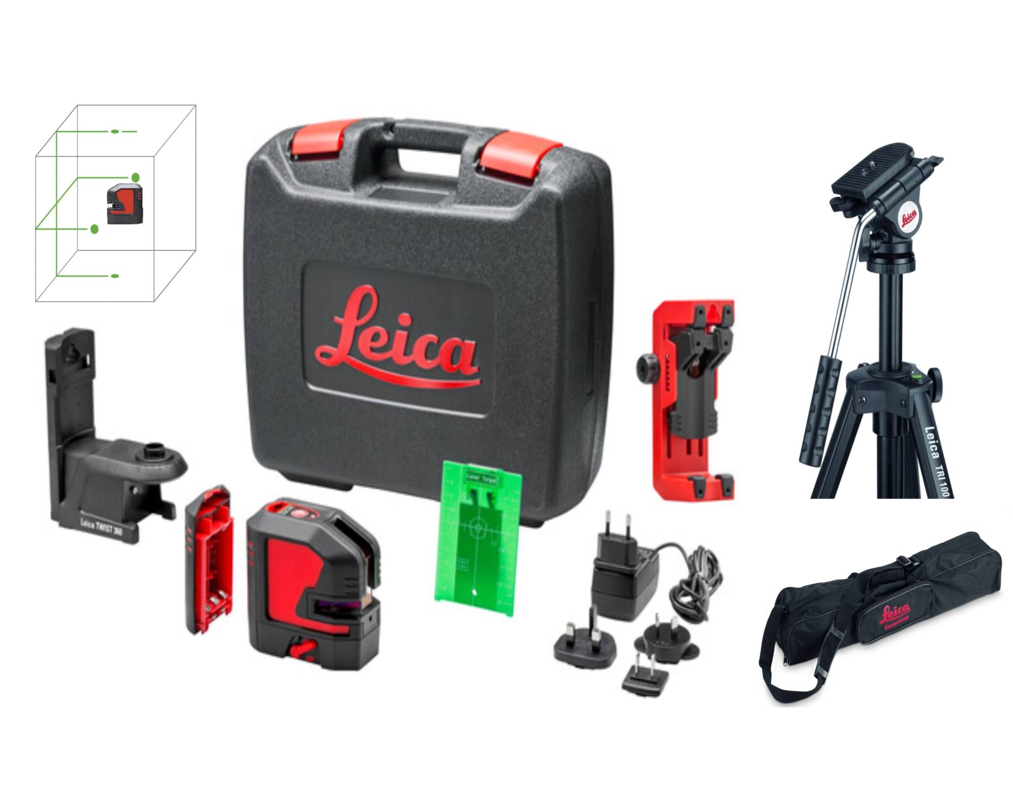 Laser krzyżowy Lino L2P5G (wiązka zielona) + Statyw Leica TRI105