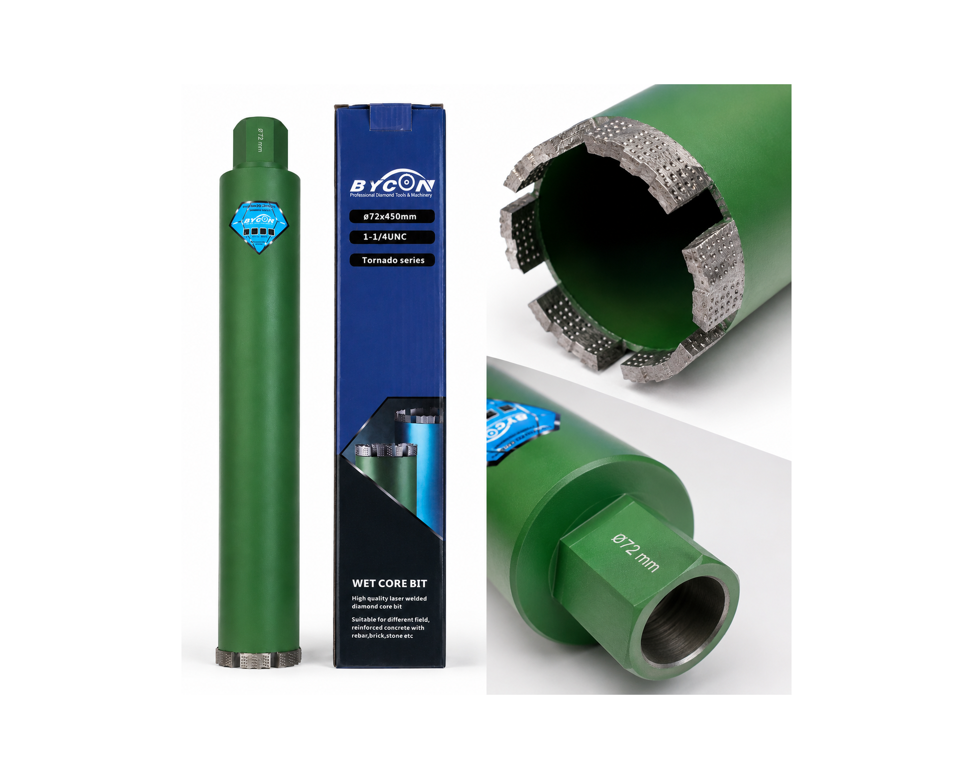 Bycon, korona diamentowa do betonu Super SHARK 72 mm x 450 mm 1 1/4"
