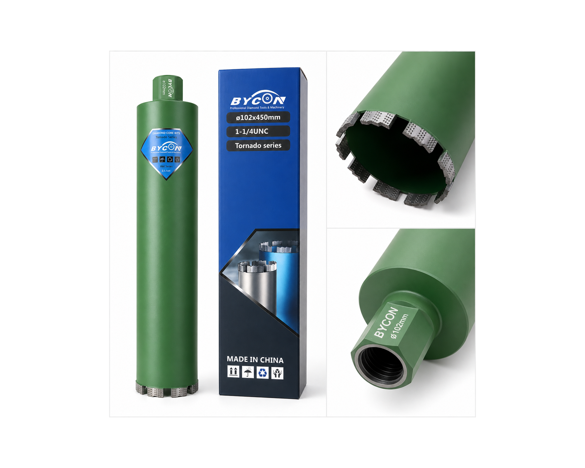Bycon, korona diamentowa do betonu Super SHARK 102 mm x 450 mm 1 1/4"