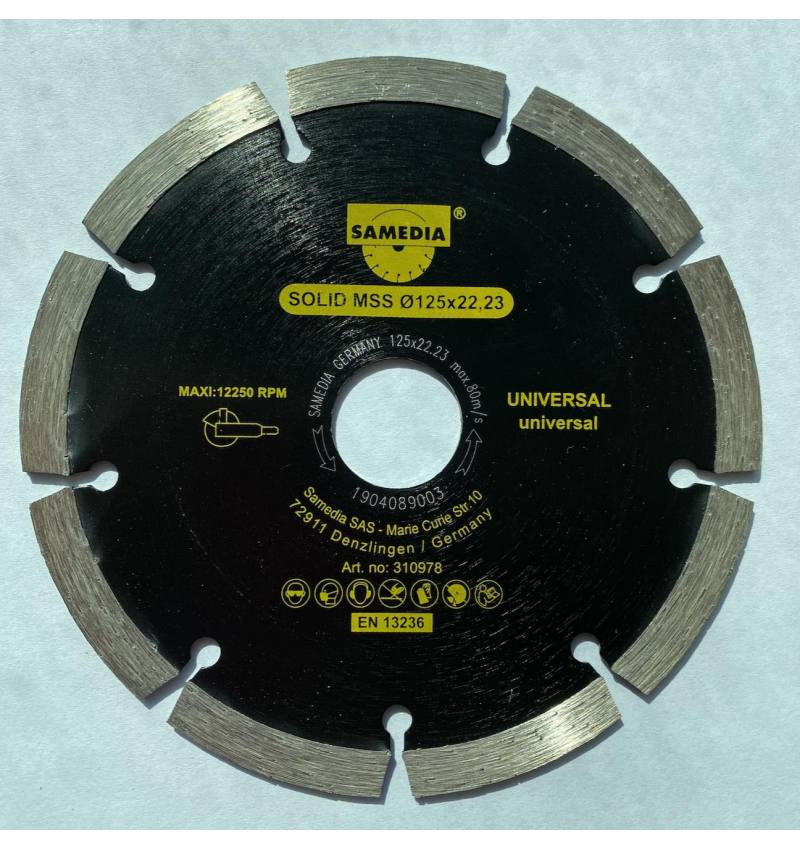 Samedia, tarcza diamentowa, uniwersalna 125 mm x 22,2 mm 37 mm x 2,3 mm x 8 mm