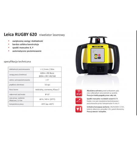 Niwelator laserowy Leica RUGBY 620 + RE160 + aku
