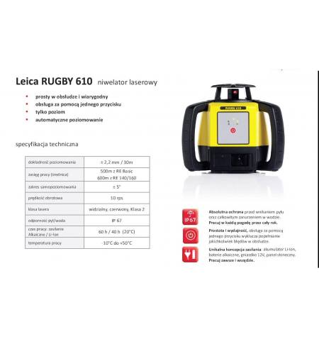 Niwelator laserowy Leica RUGBY 610 + RE160 + aku